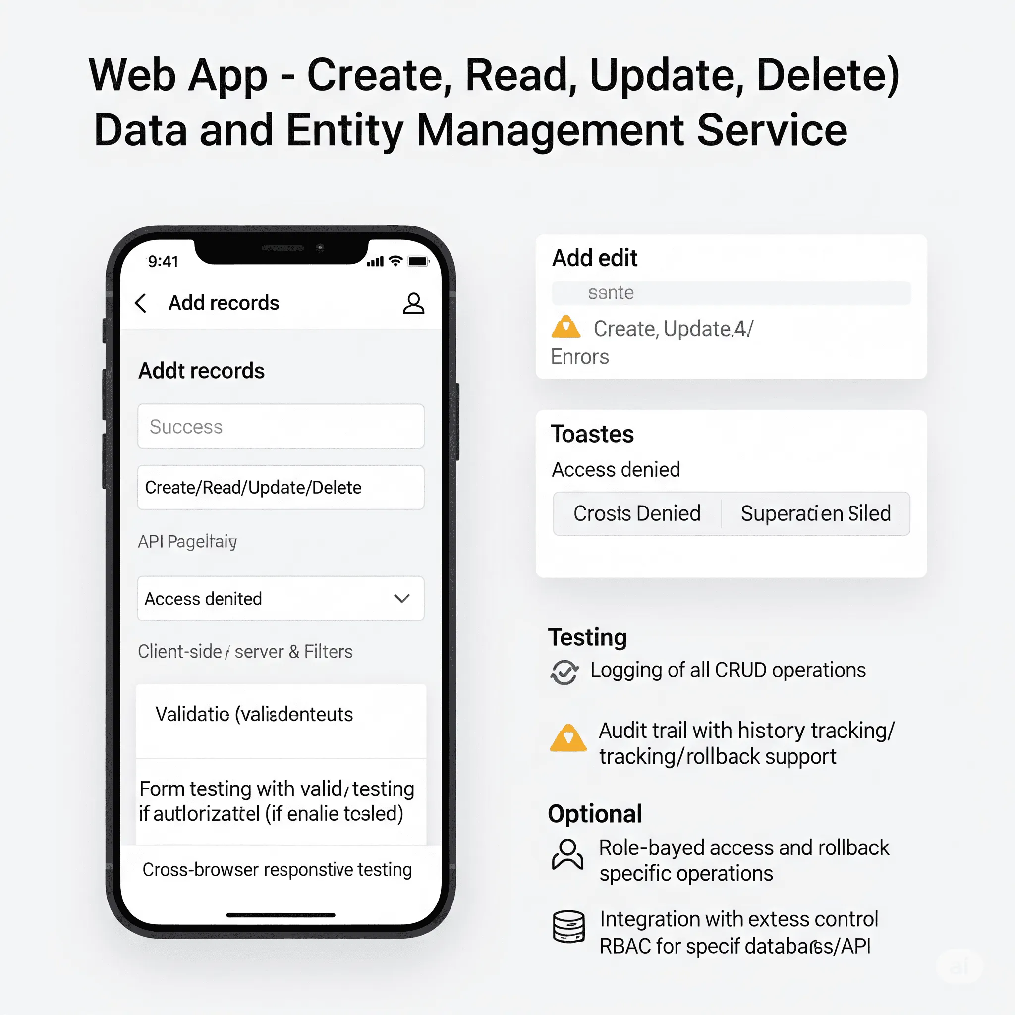 mobile preview of successful CRUD action with toast notification message