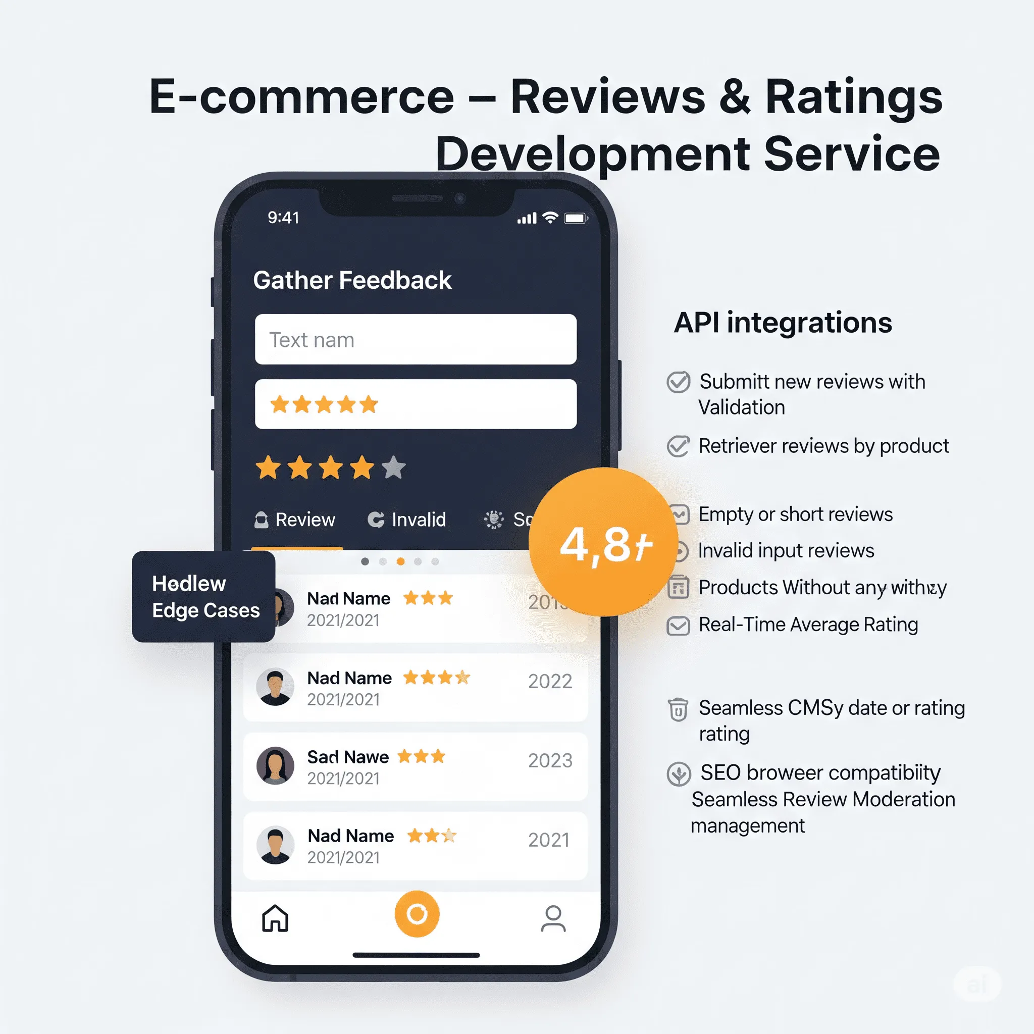 mobile view of scrollable customer reviews with highlighted star scores and responsive layout