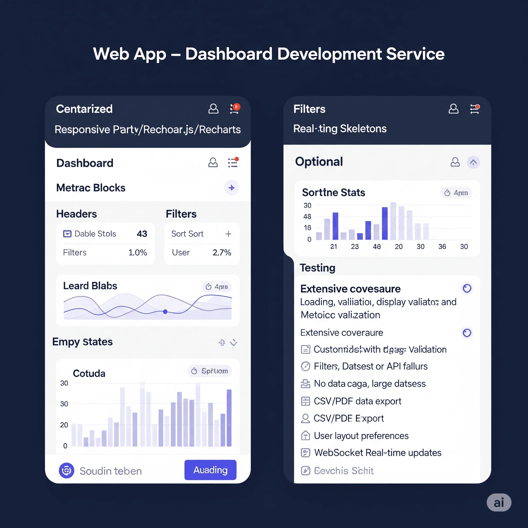 mobile view of dashboard module with loading states and system notification feed