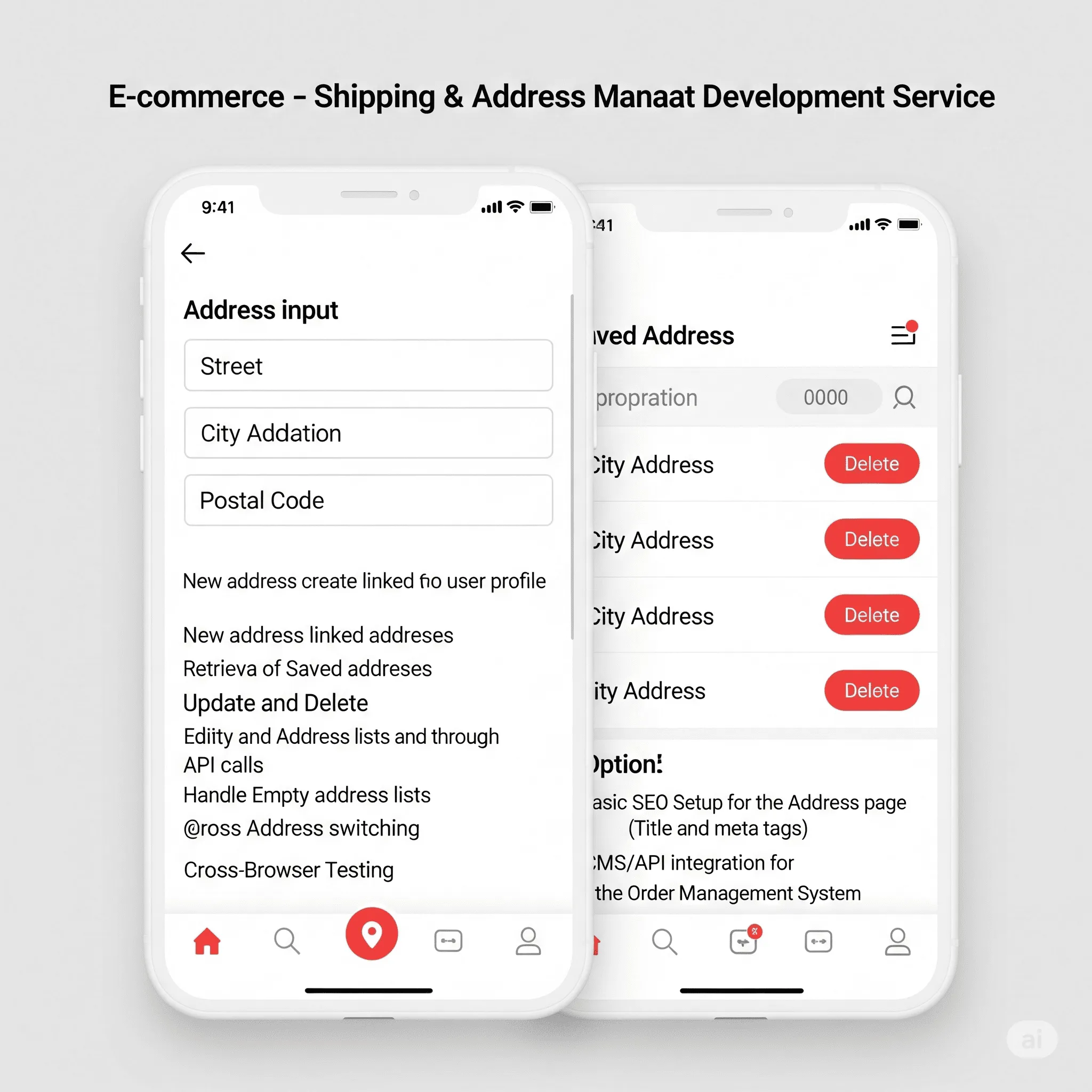 mobile view with inline editing of a saved delivery address and responsive input fields