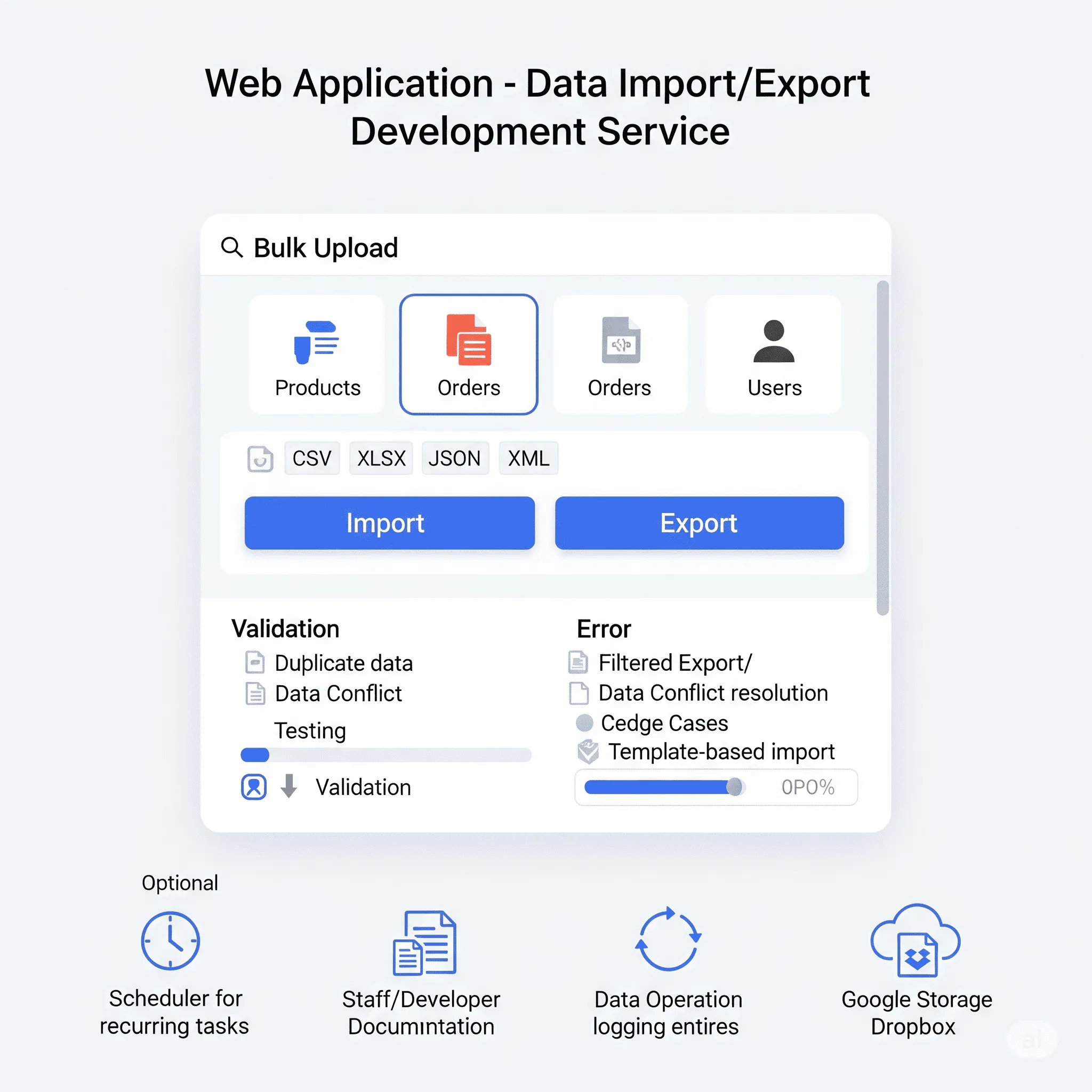 mobile screen with export confirmation popup showing file generated and ready for download