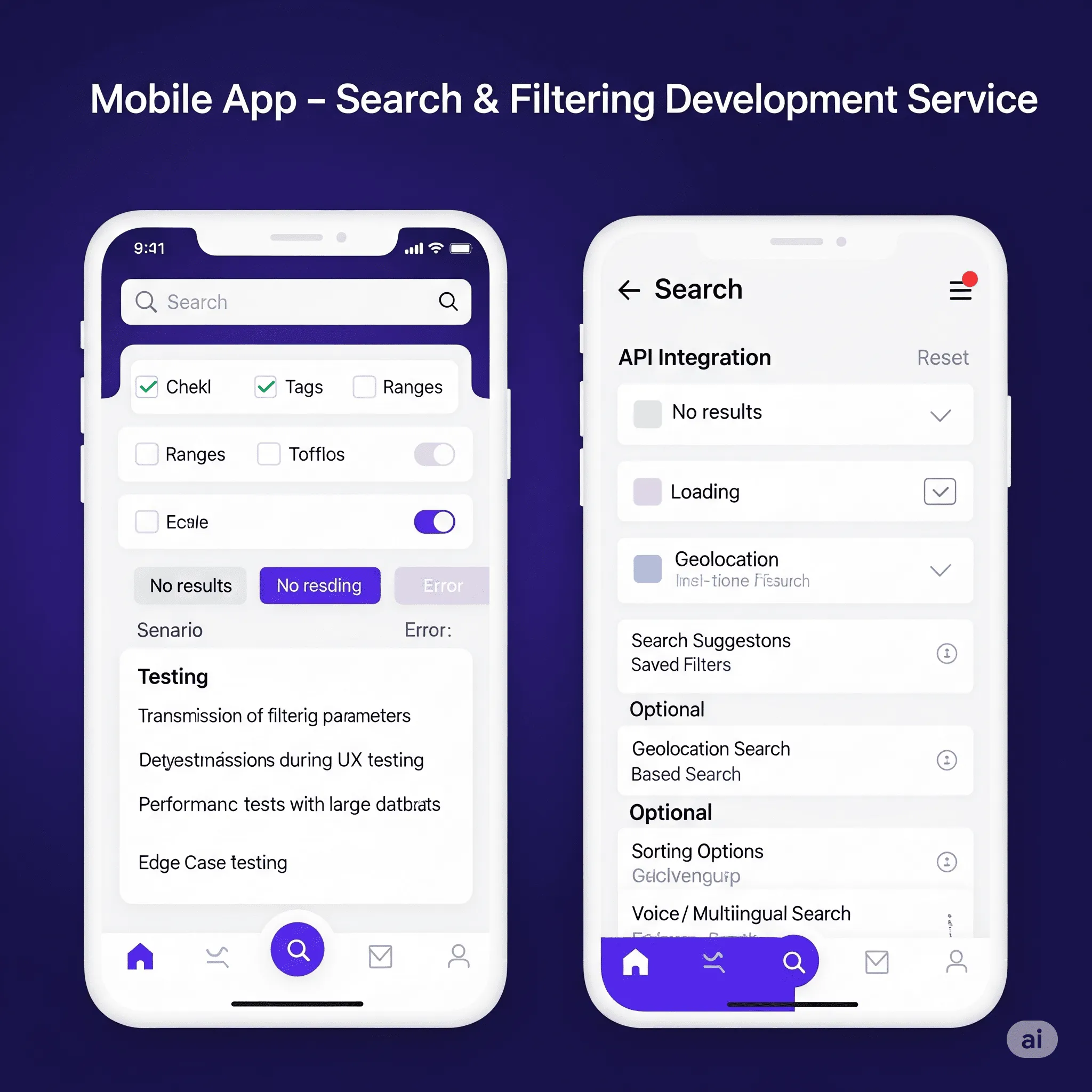 mobile layout featuring collapsible filter sidebar with reset button and live filter updates