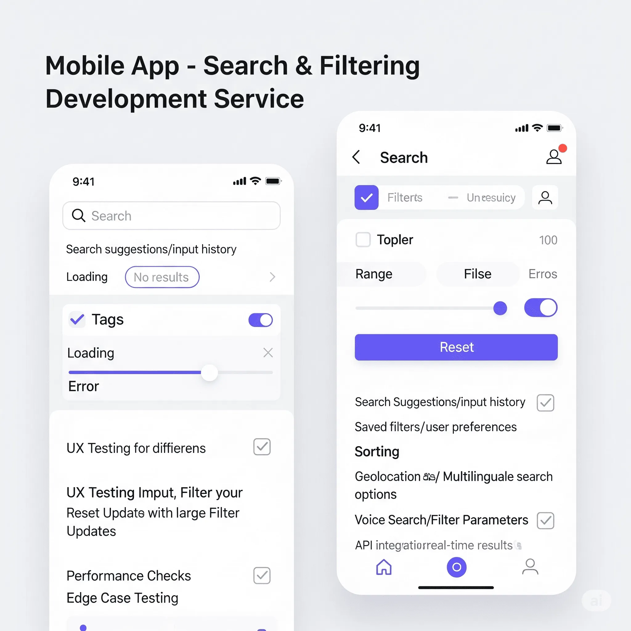mobile interface with location-based search results displayed in map view and distance sorting