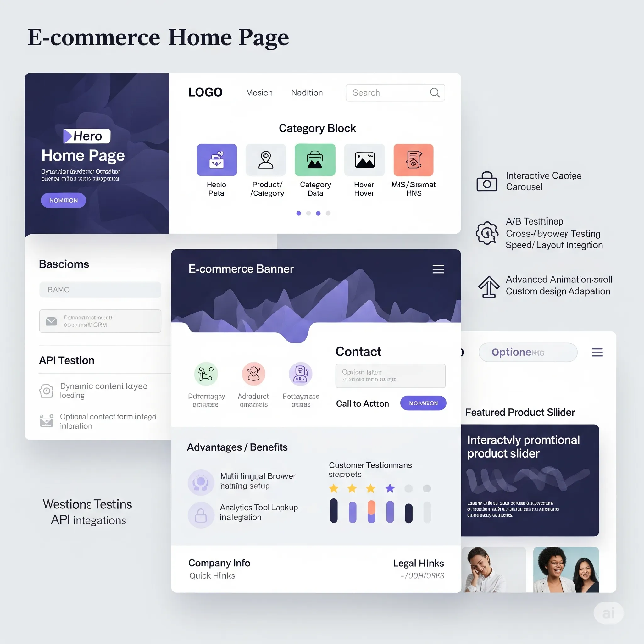 mobile view of homepage with promo banner, categories, and interactive product slider