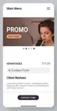 mobile view of homepage slider with featured promotions and category navigation