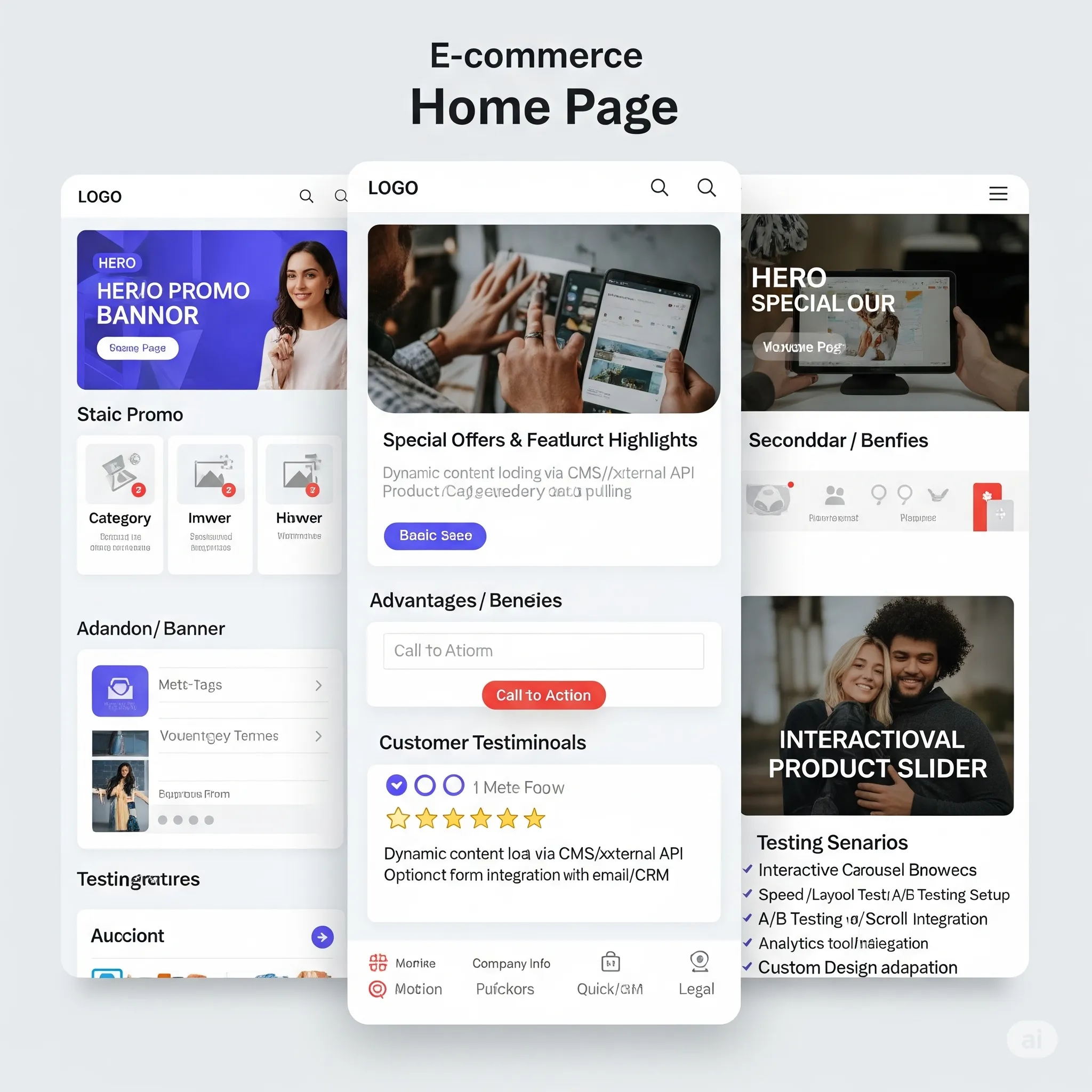 mobile preview featuring customer testimonials, SEO-optimized layout, and contact info in footer
