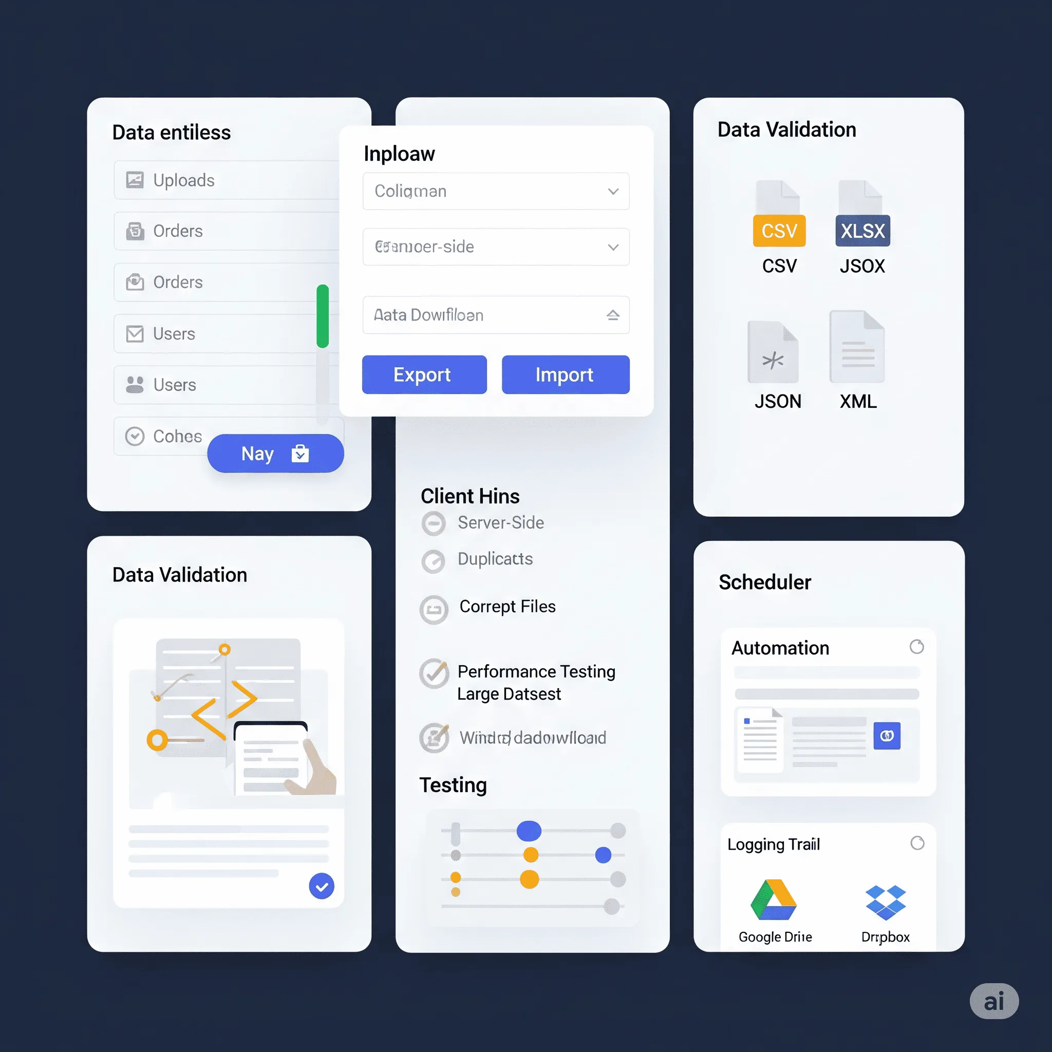 mobile preview of animated progress tracker during data import with real-time status feedback