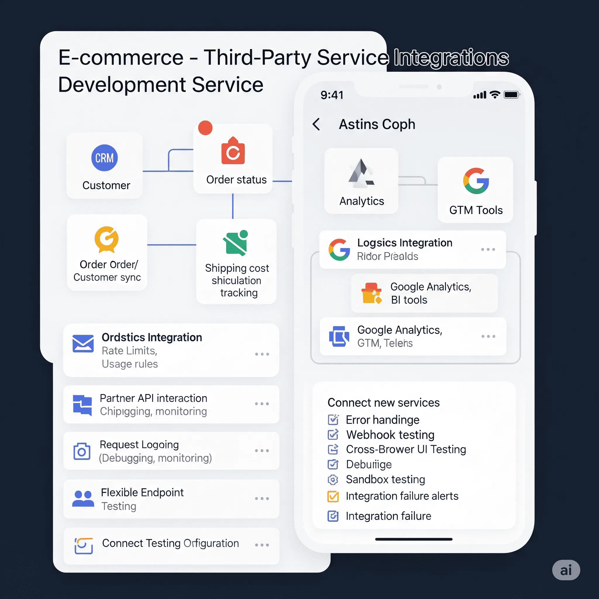 mobile view of integration debug screen with error logs and retry options for failed third-party connections