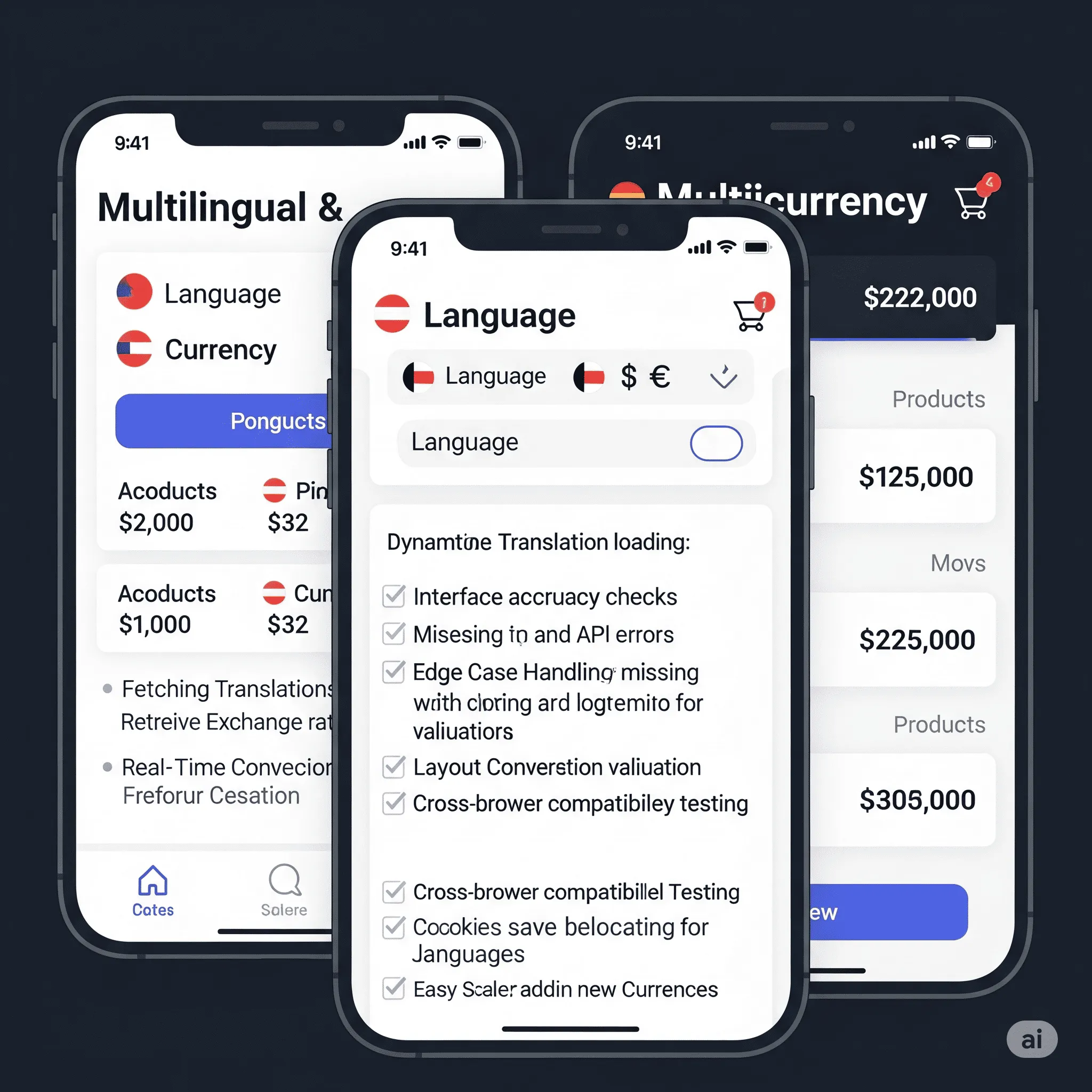 mobile view of language and currency dropdown for quick switching in compact interface