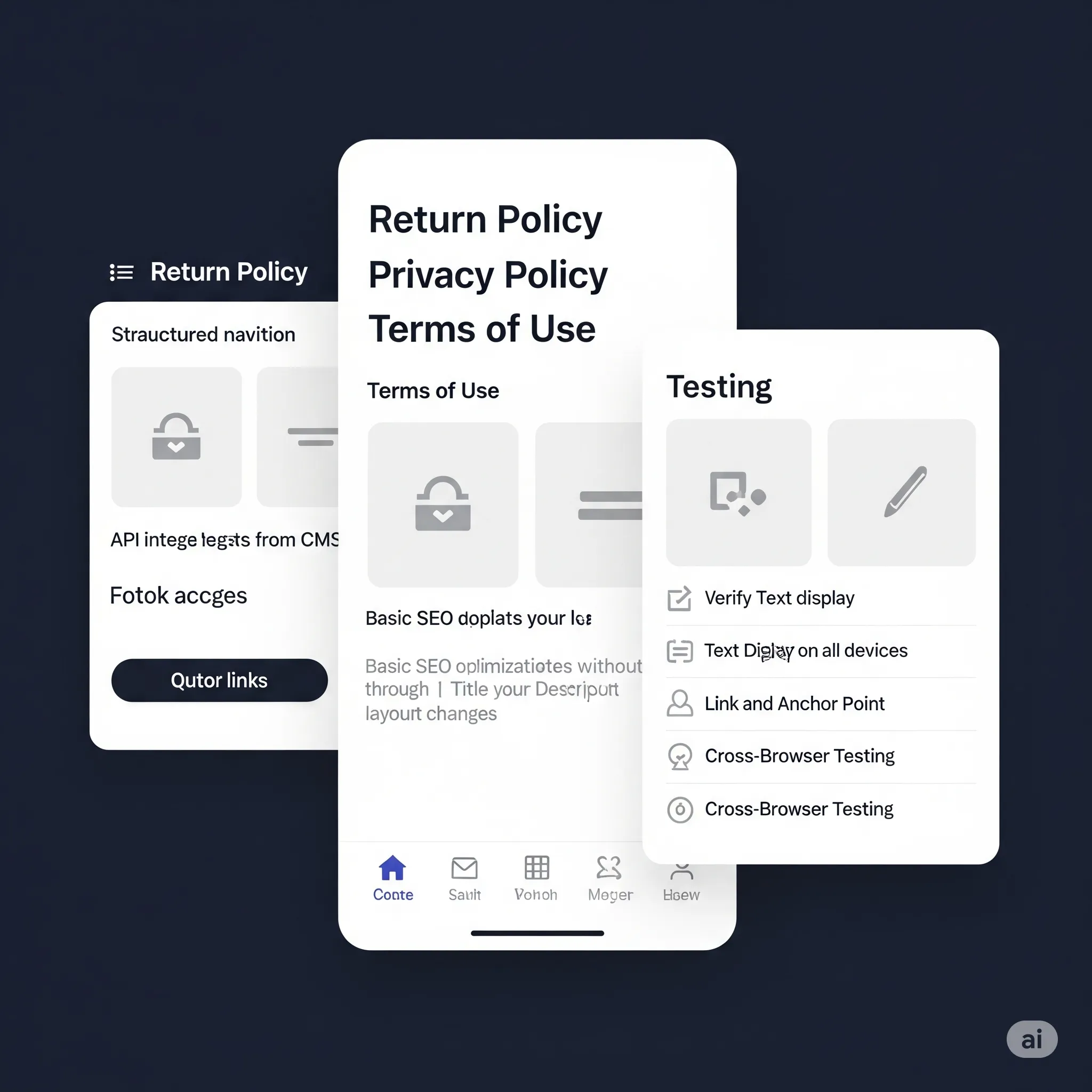 mobile screenshot demonstrating anchor link navigation between sections of a privacy policy