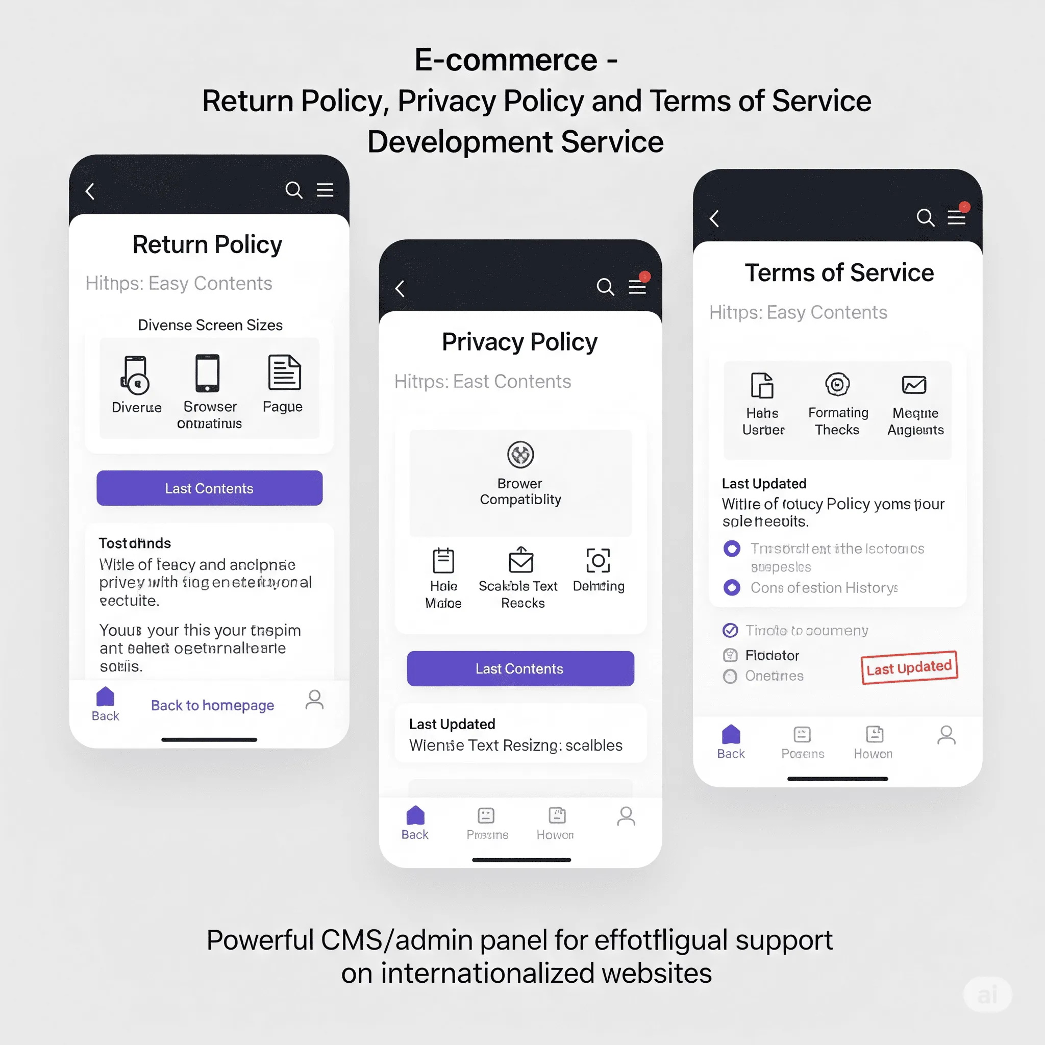 mobile interface of policy page with collapsible sections for improved readability on smaller screens