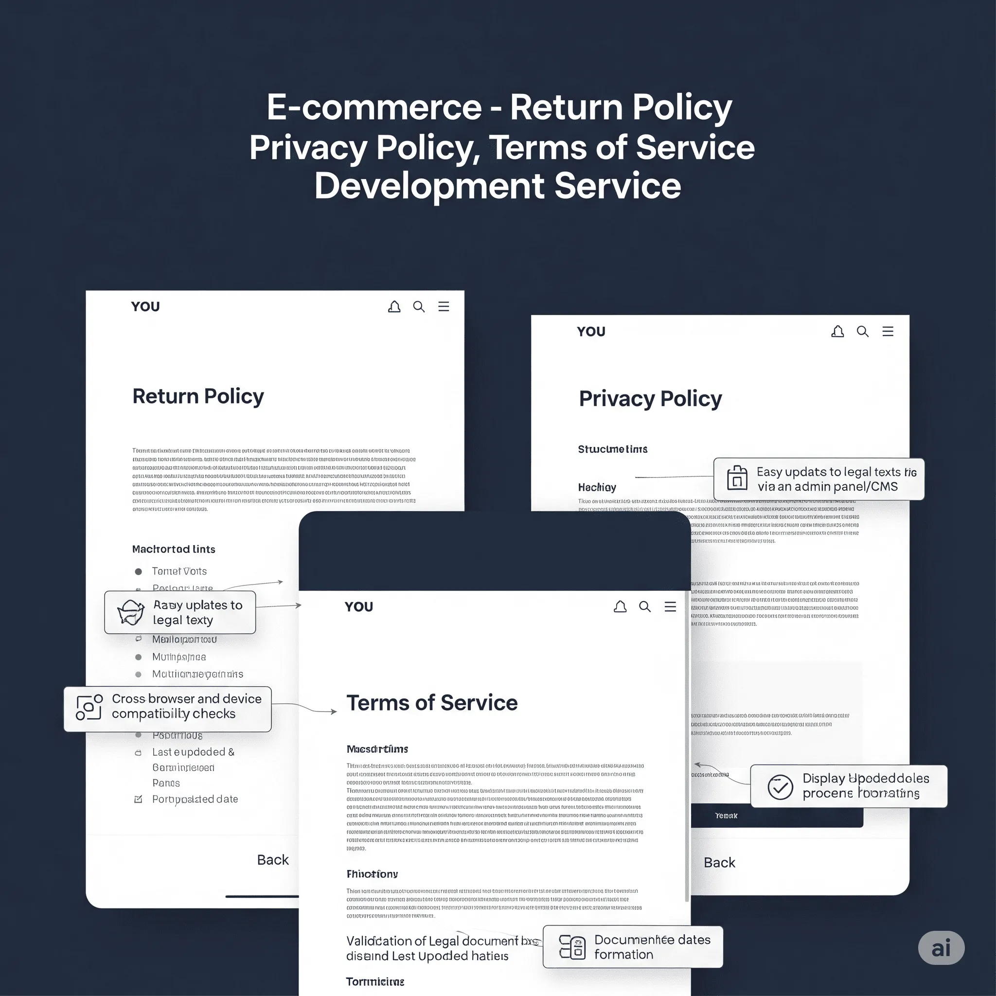 mobile view of legal page showing last updated notice and smooth return navigation