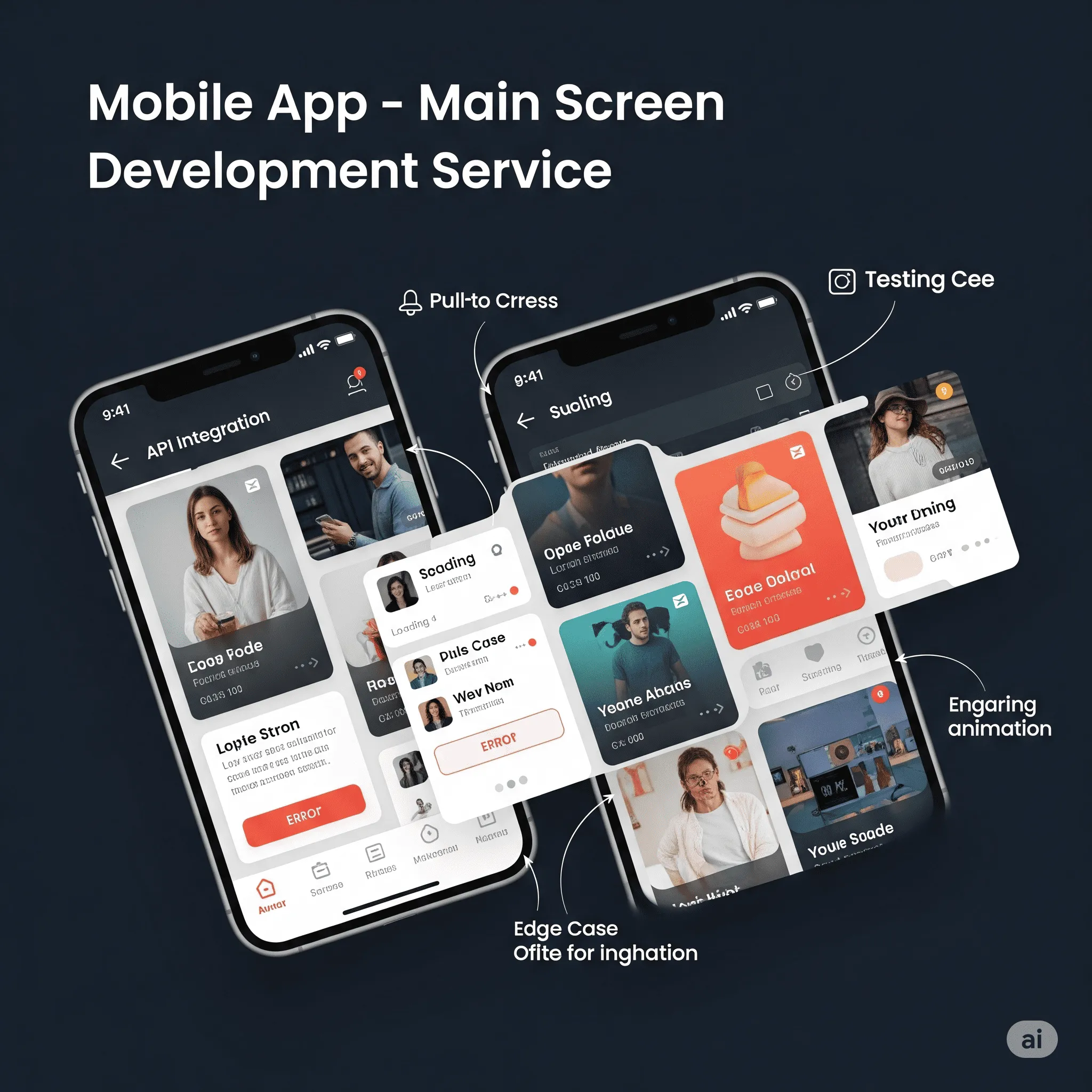 example of mobile main screen displaying a scrollable product list with thumbnails and descriptions