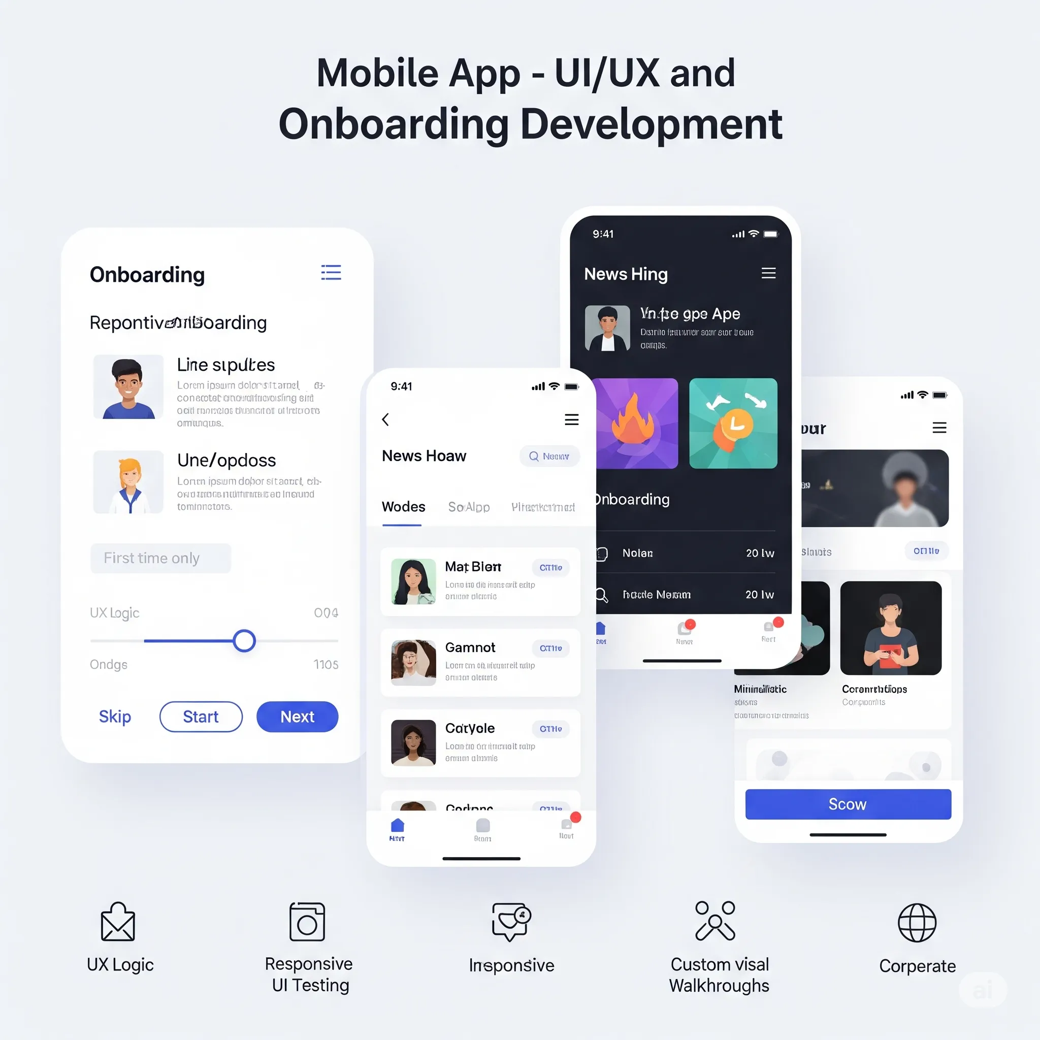 mobile view of app’s main feed screen with onboarding walkthrough and interactive tooltips