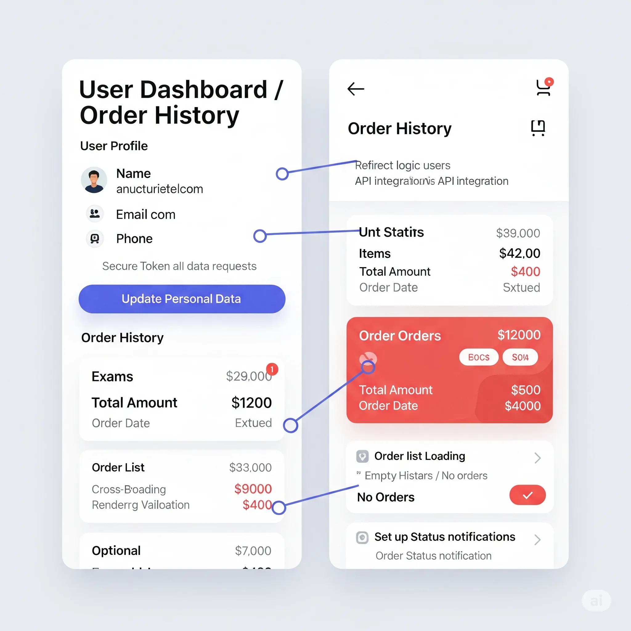 mobile version of order detail popup with product breakdown, delivery info, and total amount