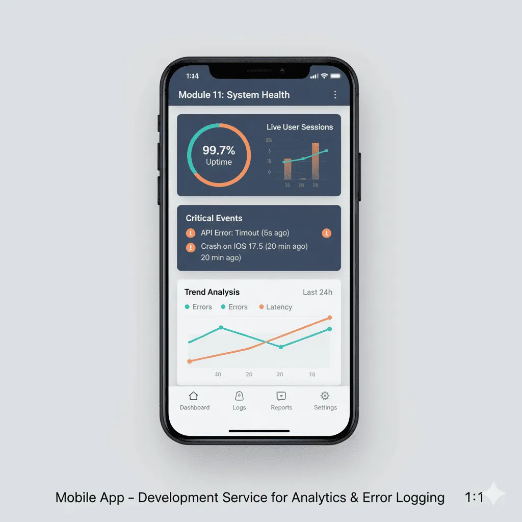 mobile graph showing performance metrics such as response time and API errors