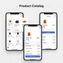 mobile version of product catalog displaying vertical list of products with responsive layout
