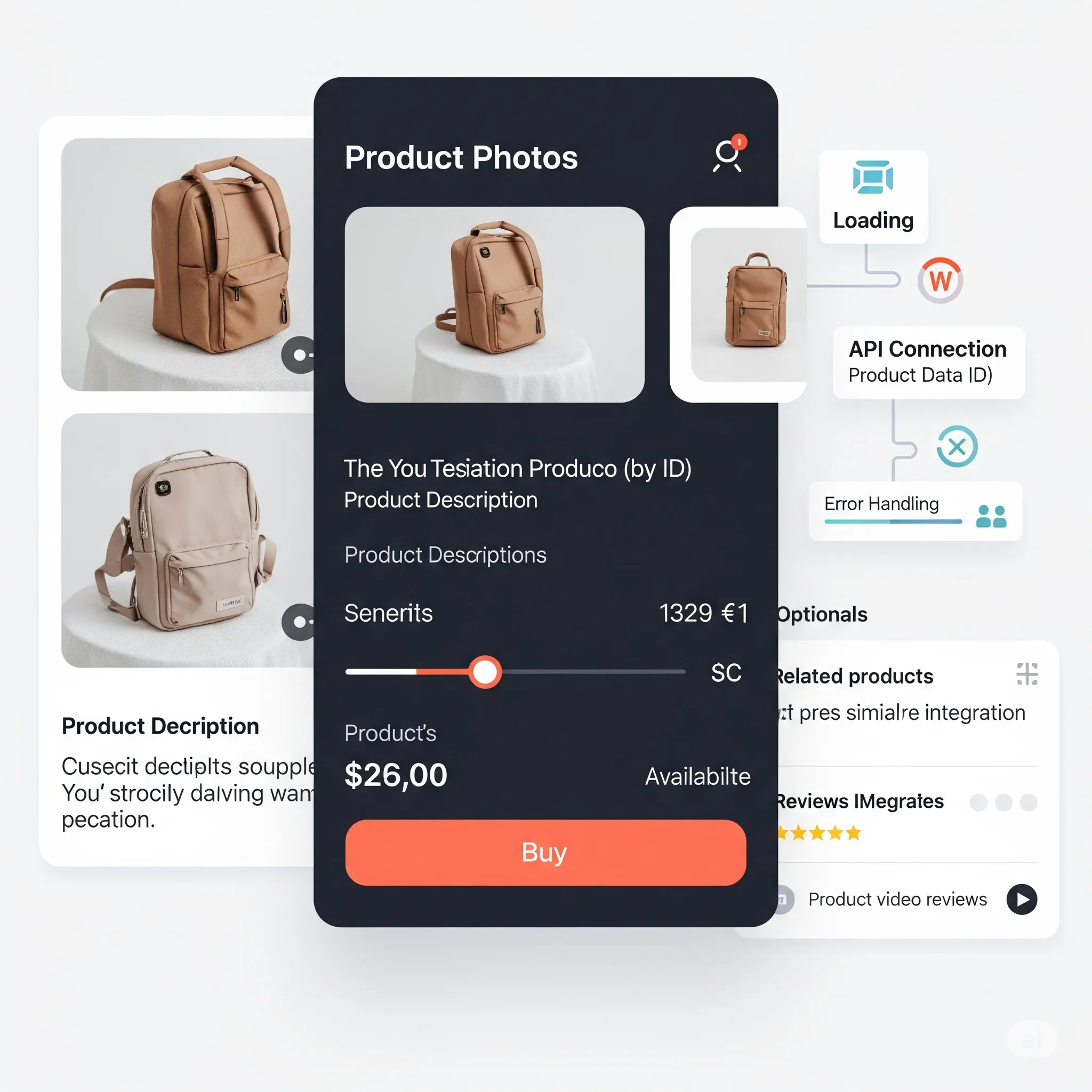 mobile preview of product page with buy button, detailed specs, and mobile-optimized layout