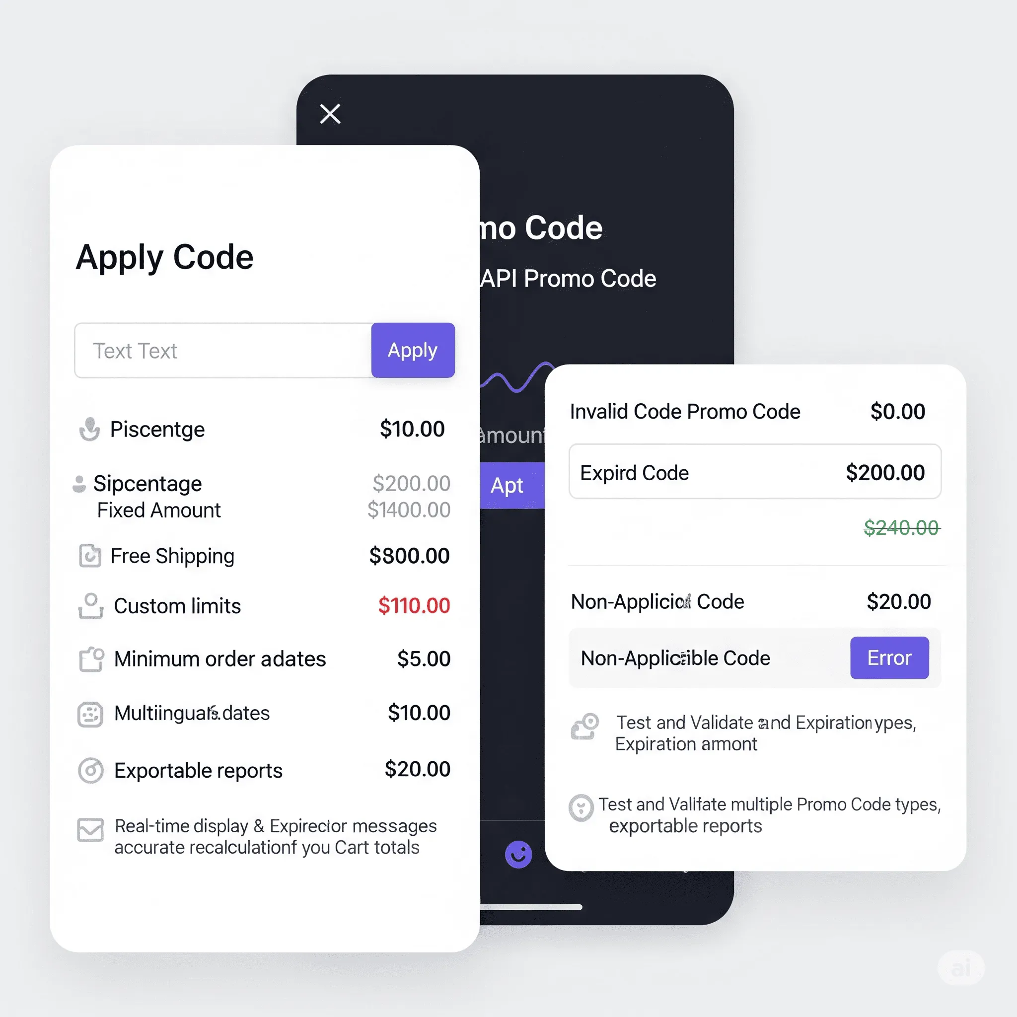 mobile view of promo code input form with clear feedback on success or error