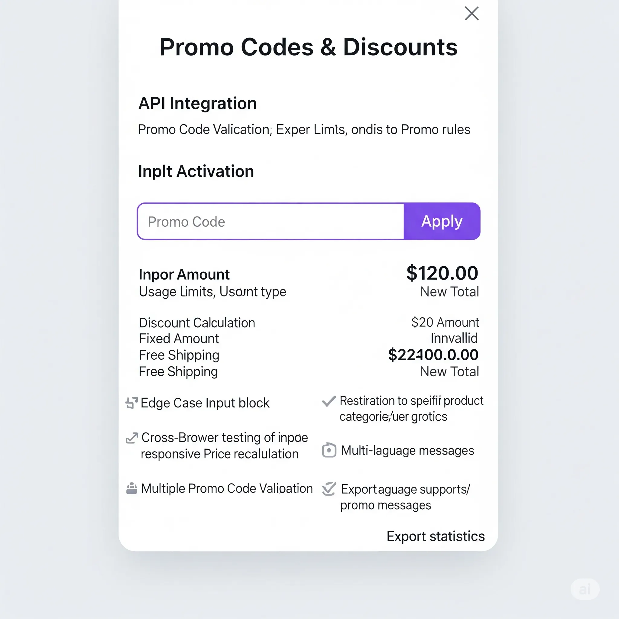 mobile interface of promo code entry field with responsive layout and accessible button design