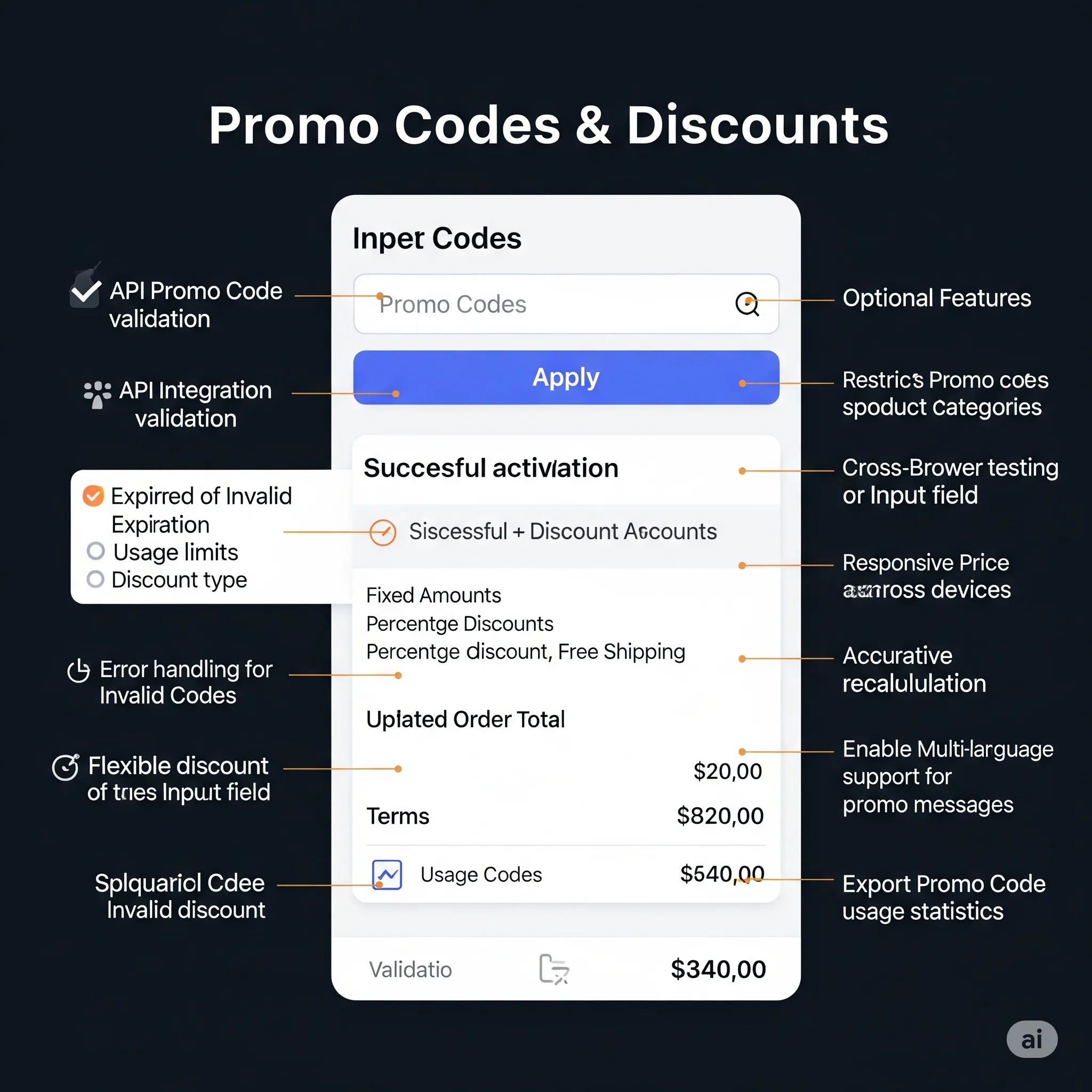 mobile success notification after applying promo code, with updated order total and confirmation