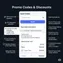 mobile success notification after applying promo code, with updated order total and confirmation