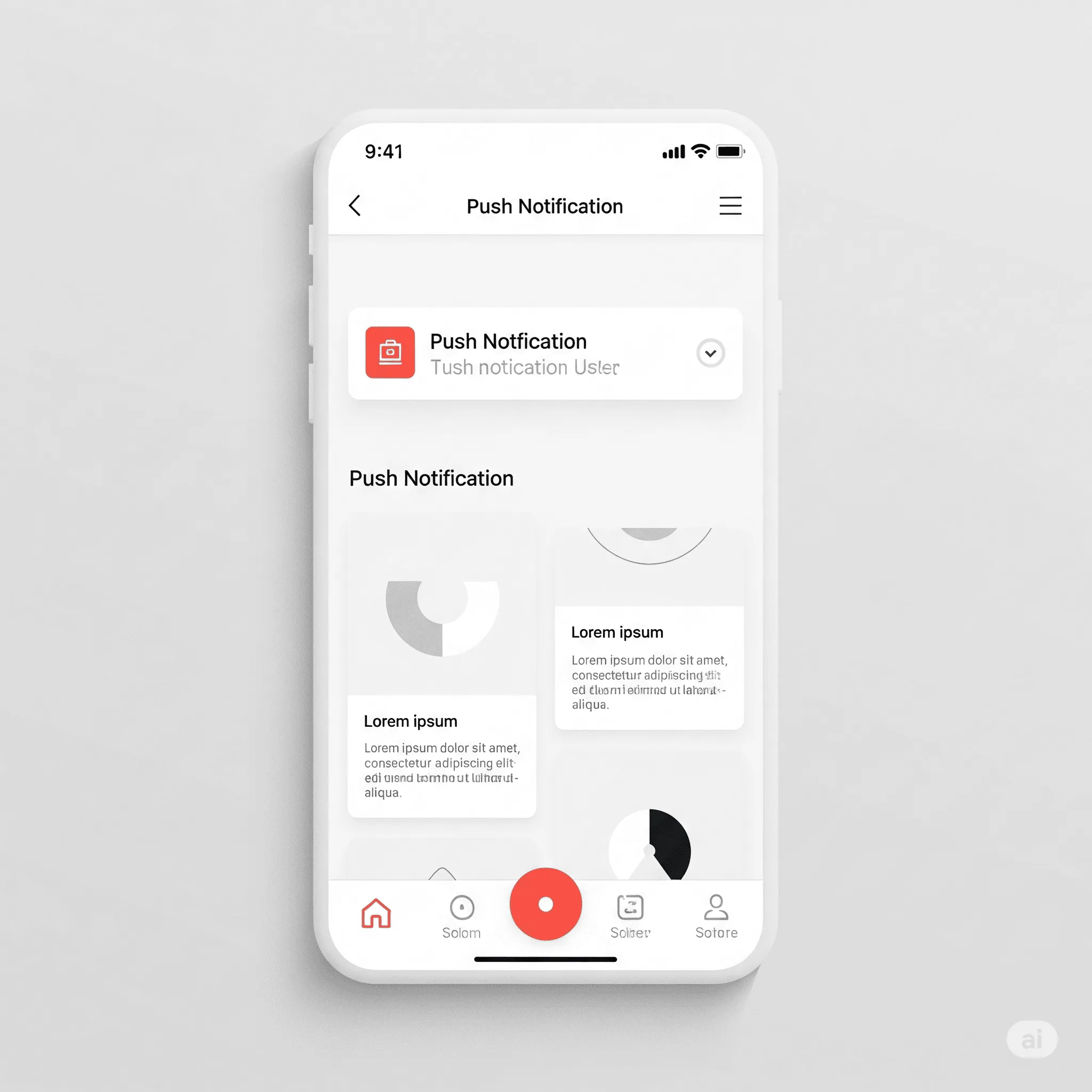 mobile screen of a visual editor for creating and customizing push notification templates