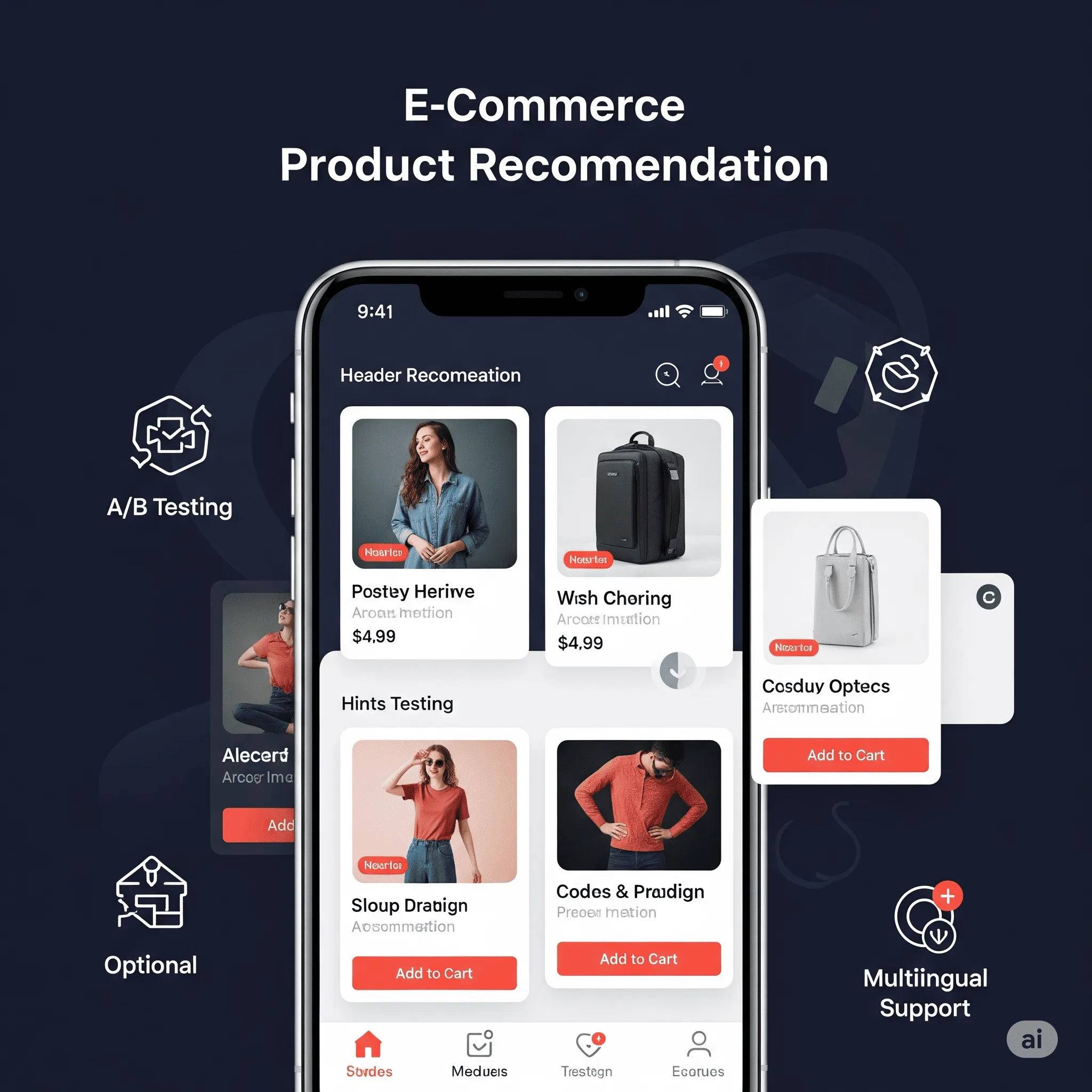 mobile preview of AI-generated product carousel with swipeable navigation and product thumbnails