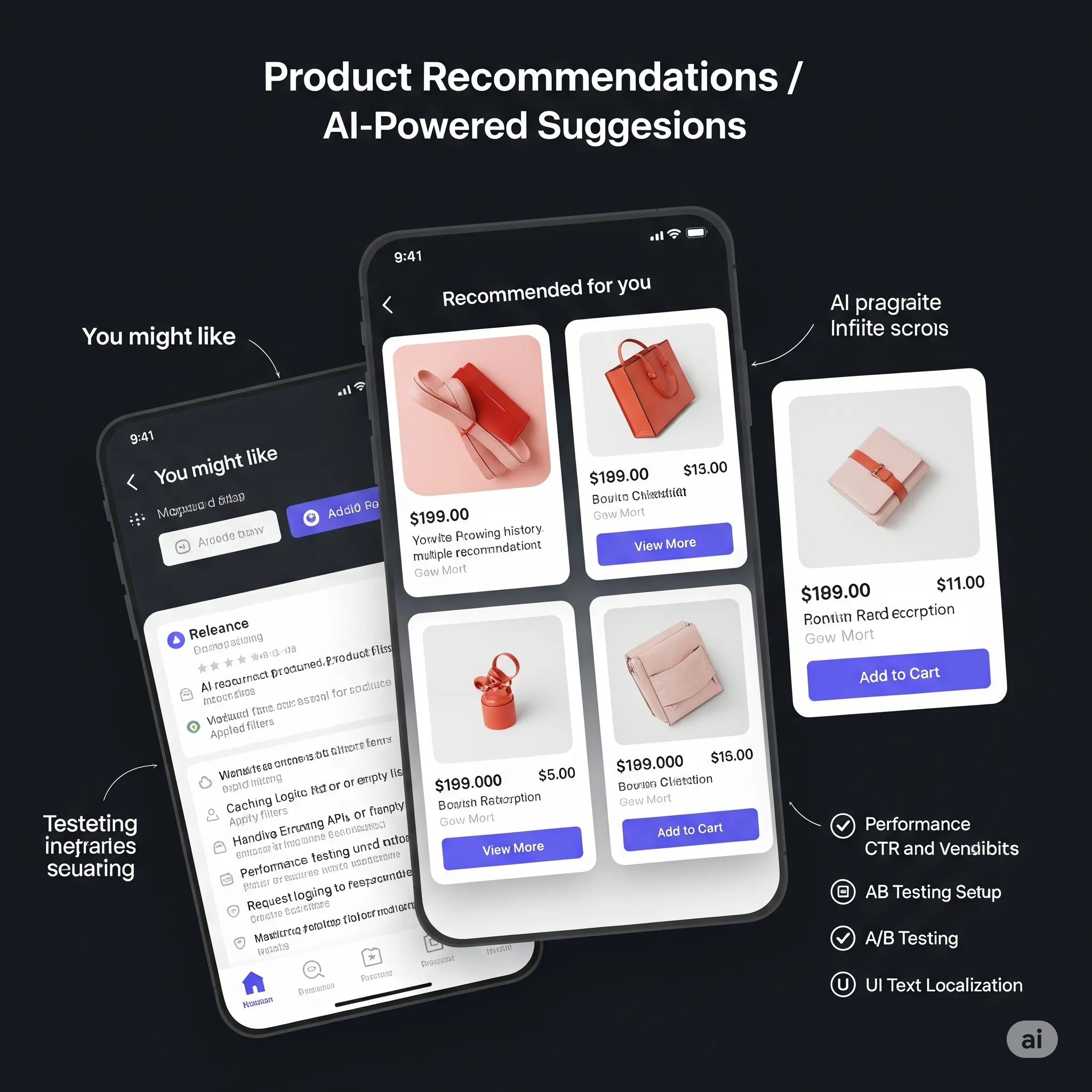 mobile preview of smart recommendation block with responsive grid layout and quick-add buttons