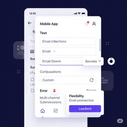mobile interface showcasing a structured user input form with placeholders and real-time validation