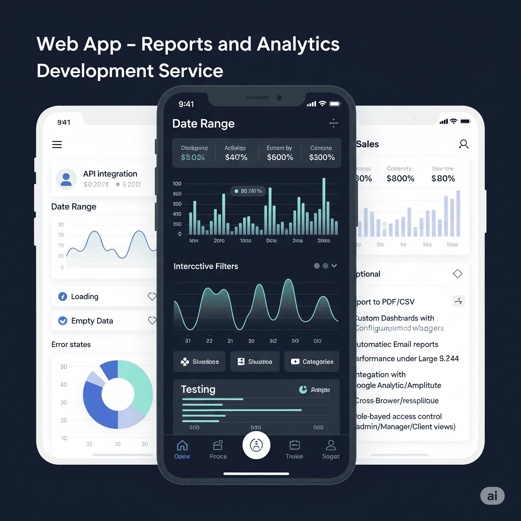 mobile version of analytics dashboard showing KPI cards and compact data summaries