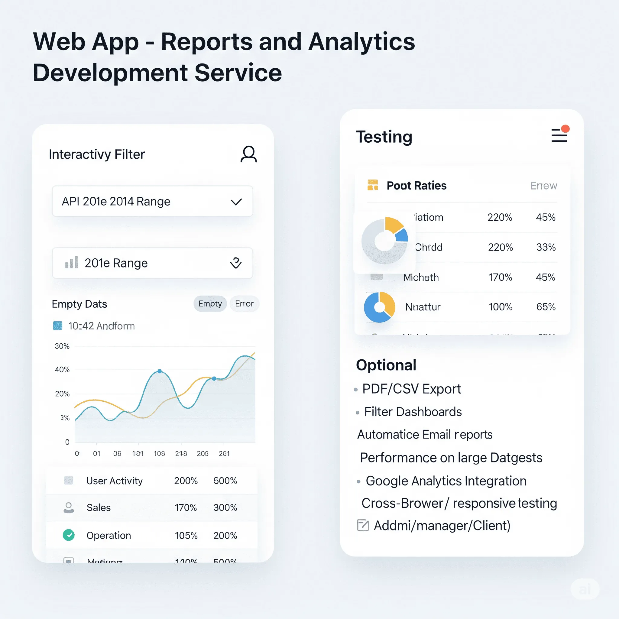 mobile screen with export-to-PDF button and download confirmation for analytics report