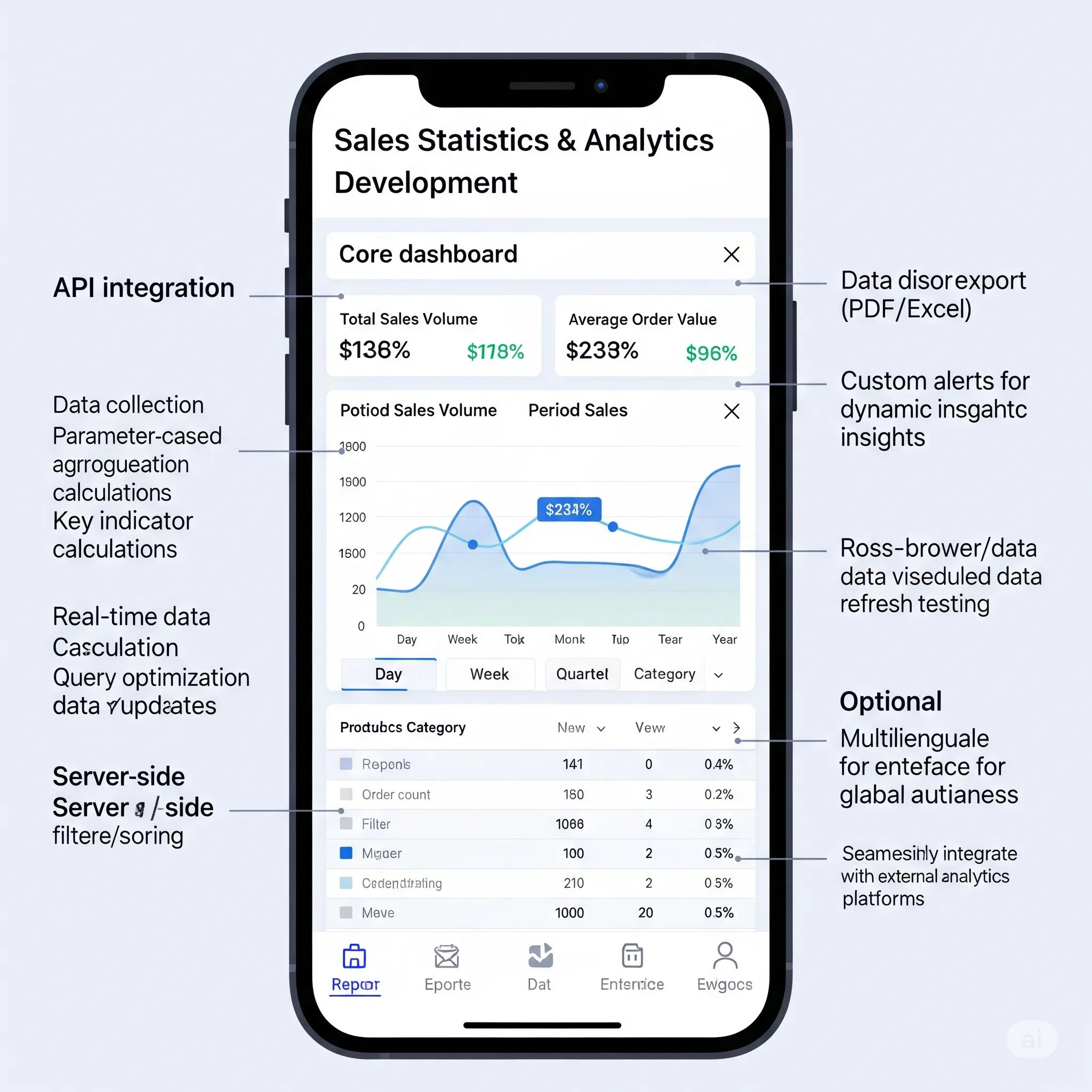 mobile view of export options popup in sales module allowing PDF and Excel report downloads