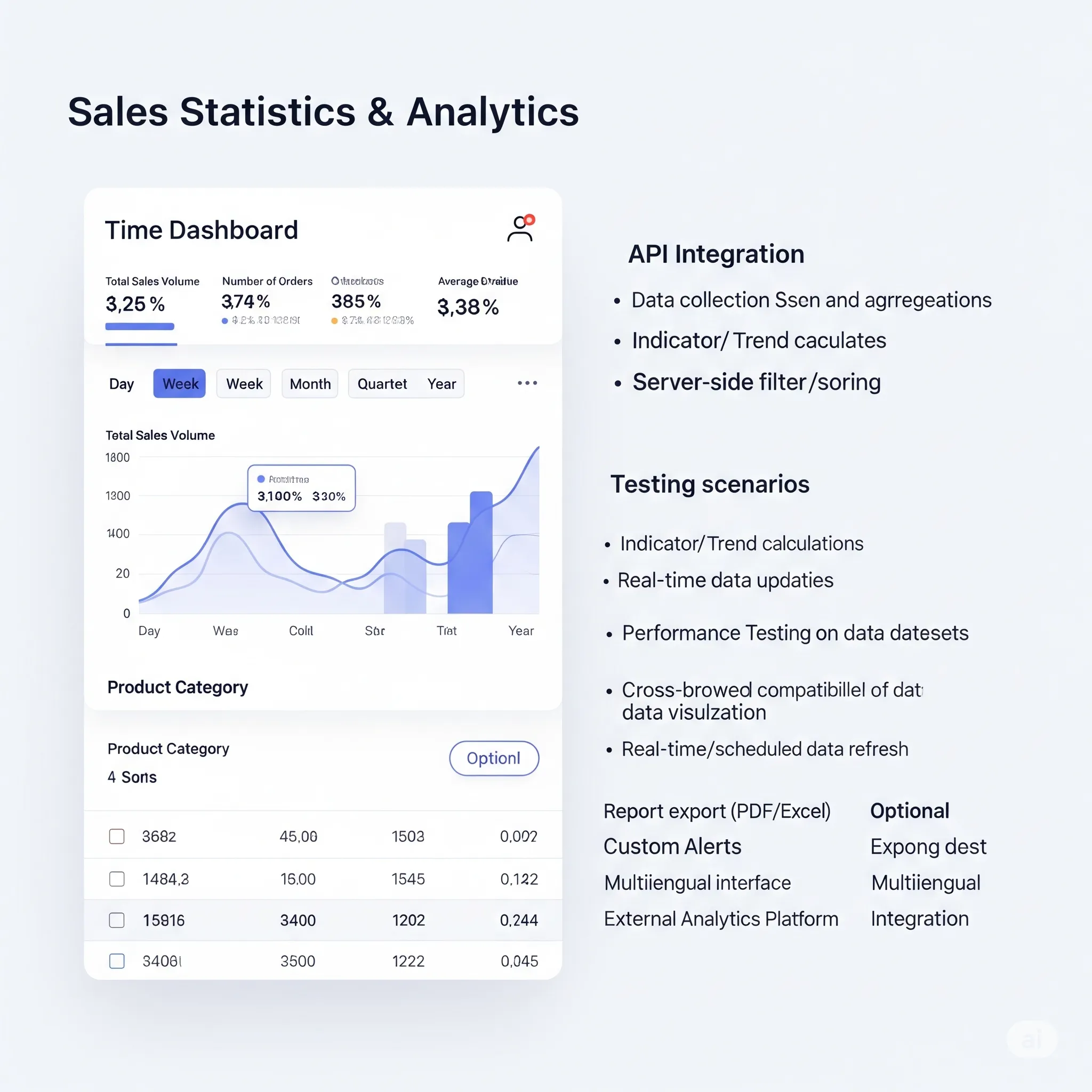 mobile preview of real-time data update notification within sales statistics dashboard