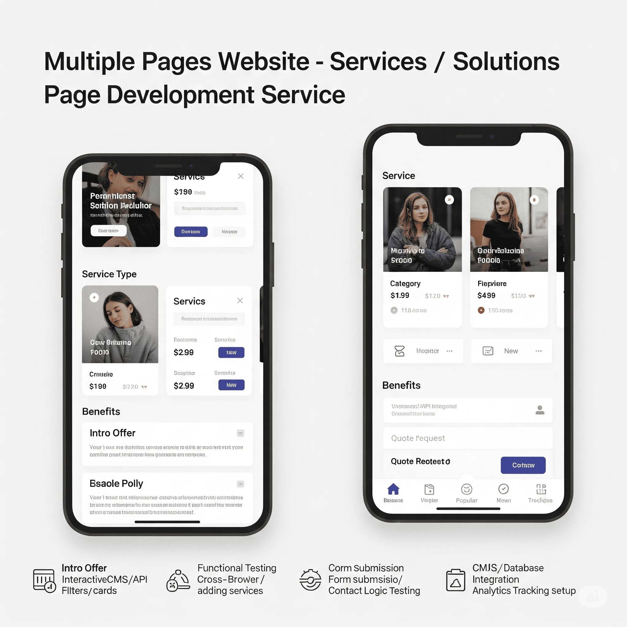 mobile view of services list with special badges like “Popular” and time-limited offers
