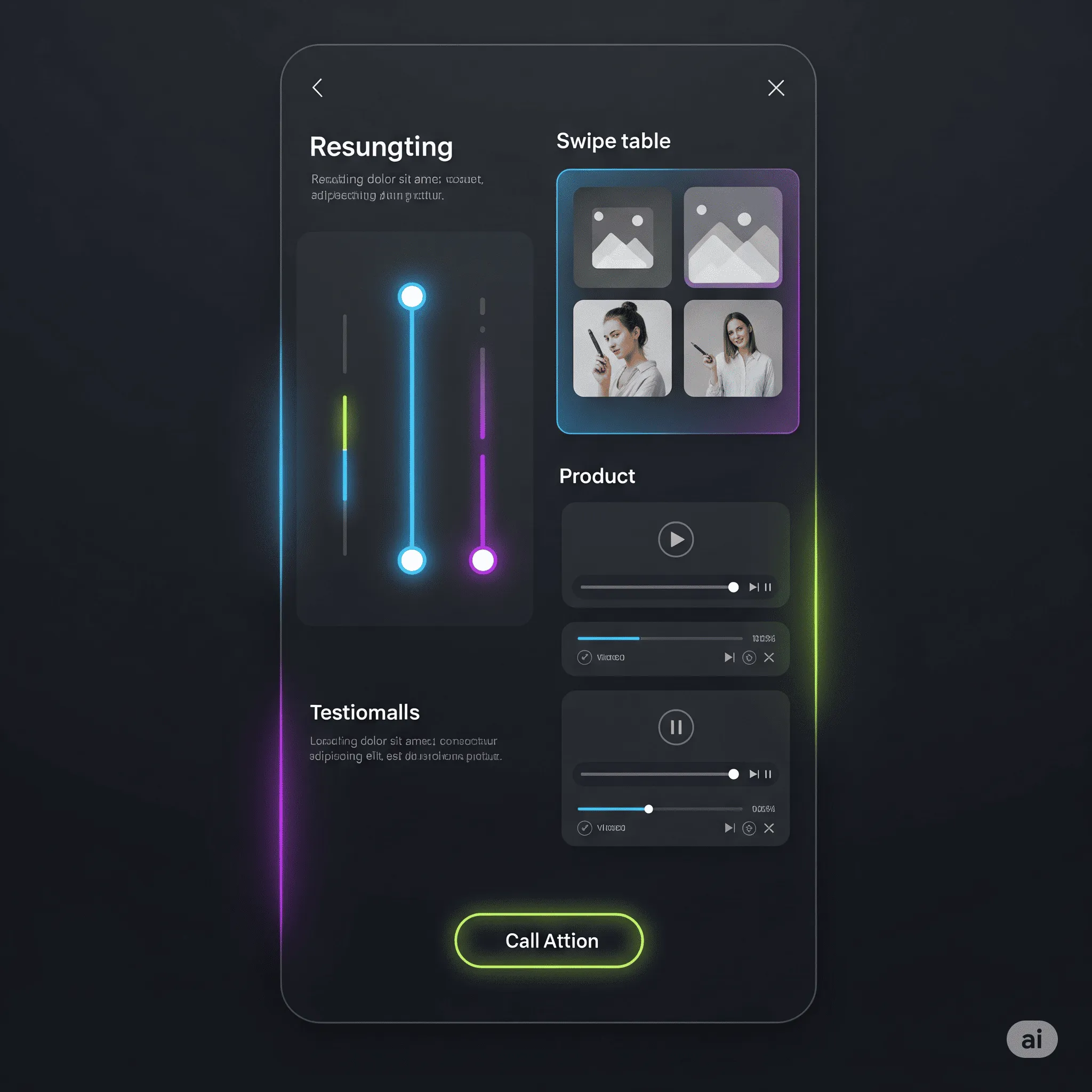 mobile preview of slider module with embedded video popup and smooth loading