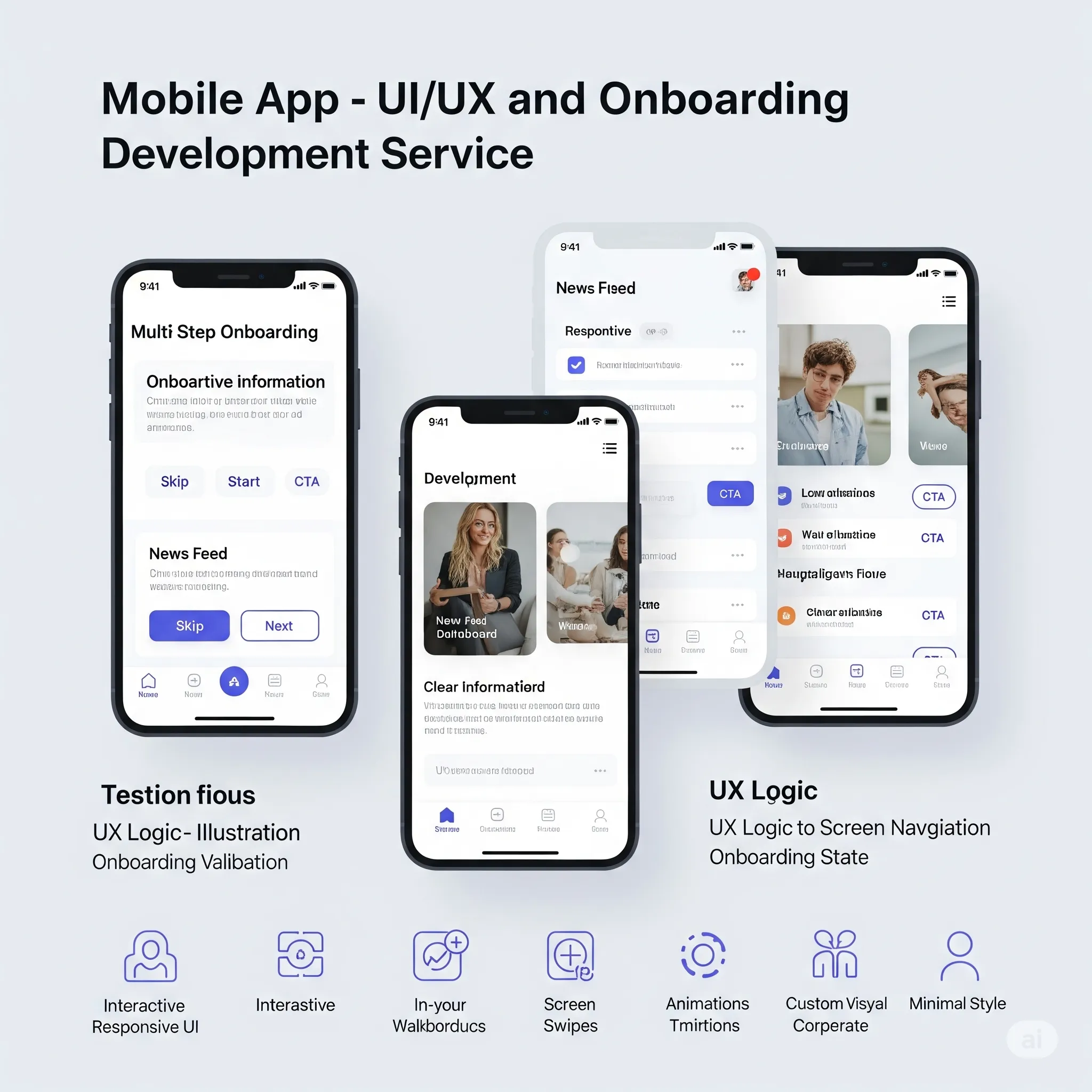 mobile onboarding experience for first-time users with step indicator and engaging visuals