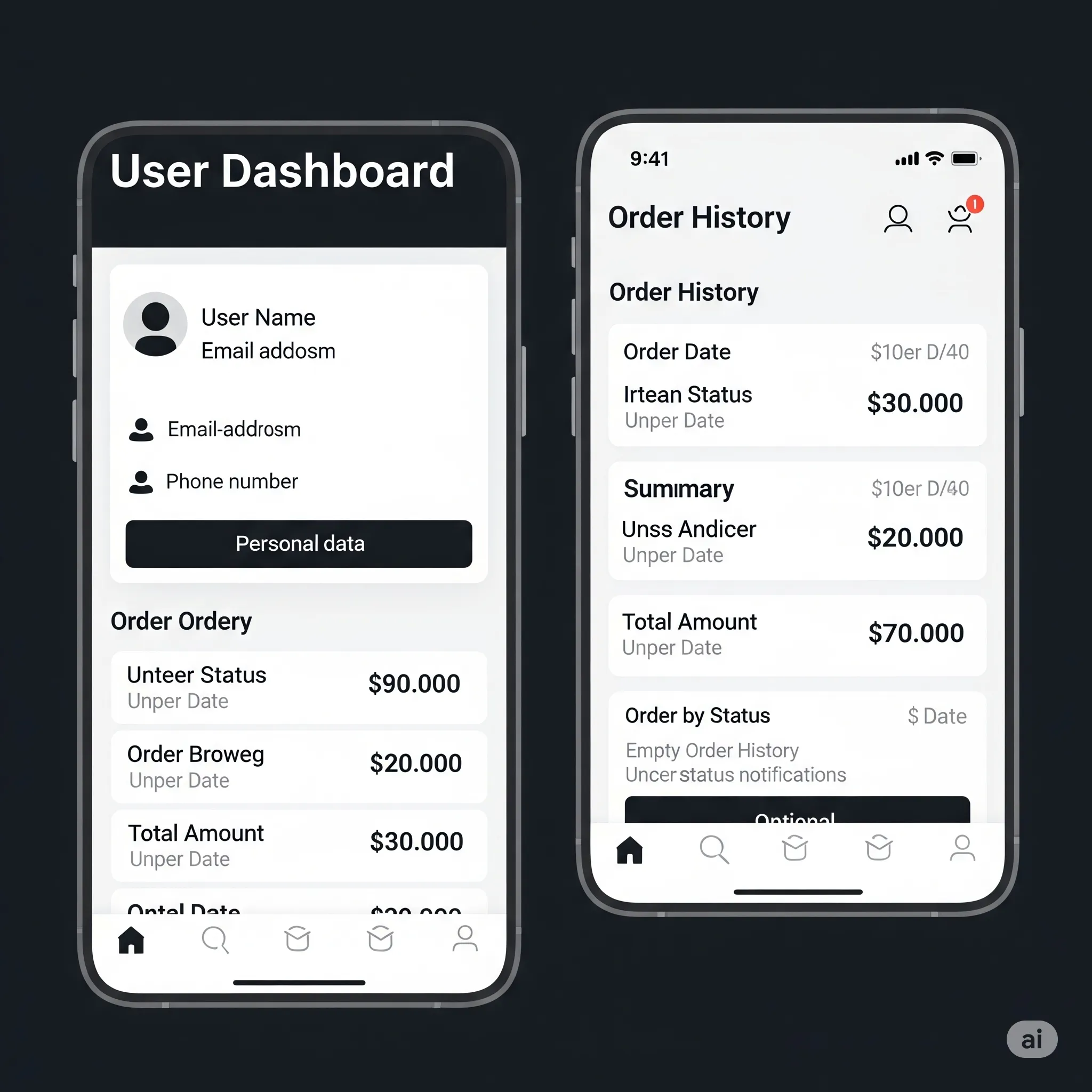 mobile preview of responsive user profile page with editable personal data and logout button