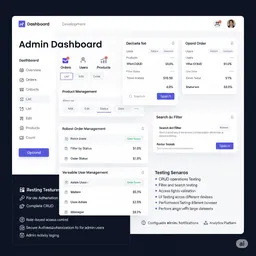 desktop view of admin dashboard showing key statistics for products, orders, and users in one place