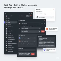 desktop preview of chat interface showing list of conversations with user avatars and timestamps