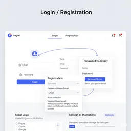 desktop view of login form with email and password input fields and validation messages